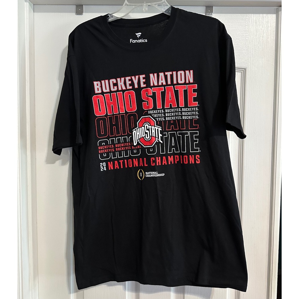 Fanatics Ohio State T-Shirt Mens XL Black 2024 National Champions Buckeye Nation